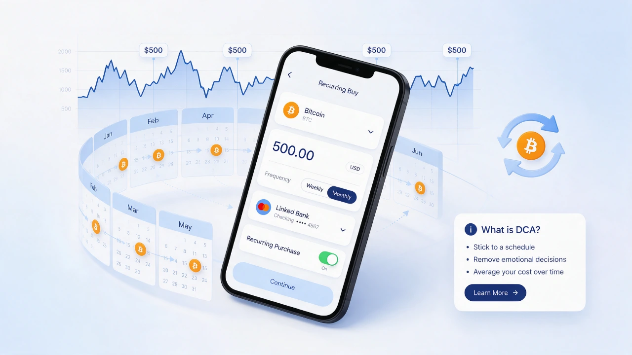 Setting up recurring Bitcoin purchases on Binance.US using a weekly or monthly dollar-cost averaging schedule.