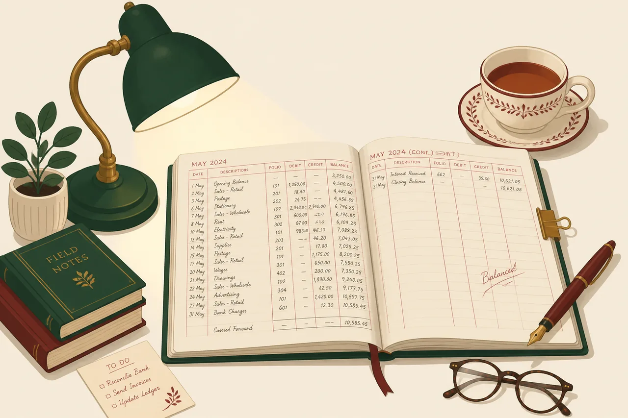 Evening desk with a paper ledger tracking sports betting activity