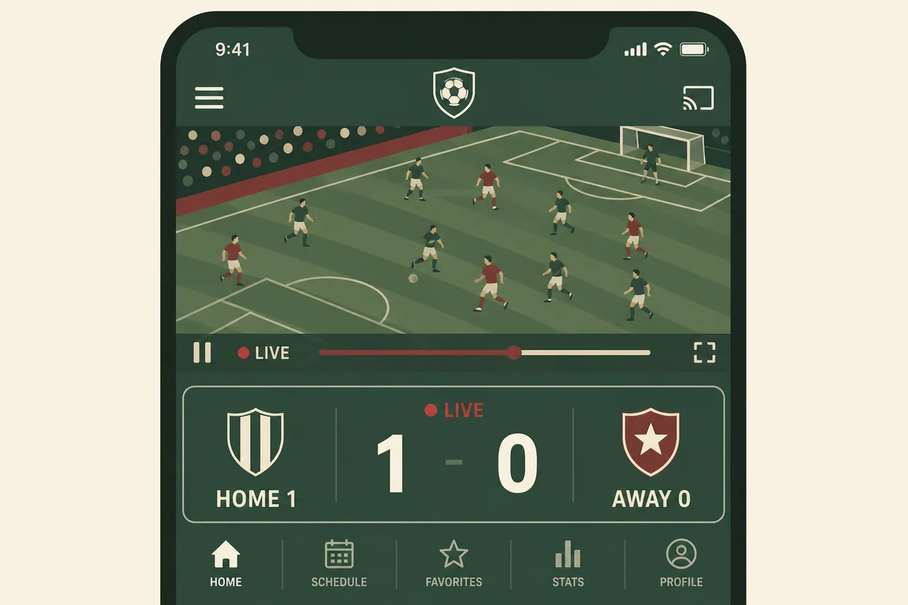 Mobile sports betting app showing a live stream and score panel