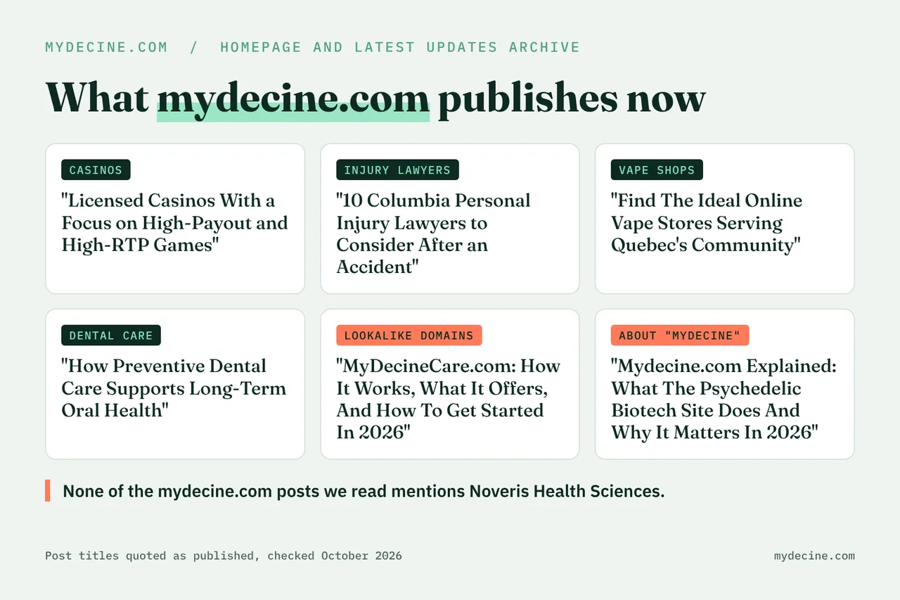 Real post titles showing what mydecine.com publishes now